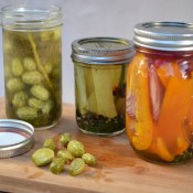 Easy Summer Pickling three pickle jars