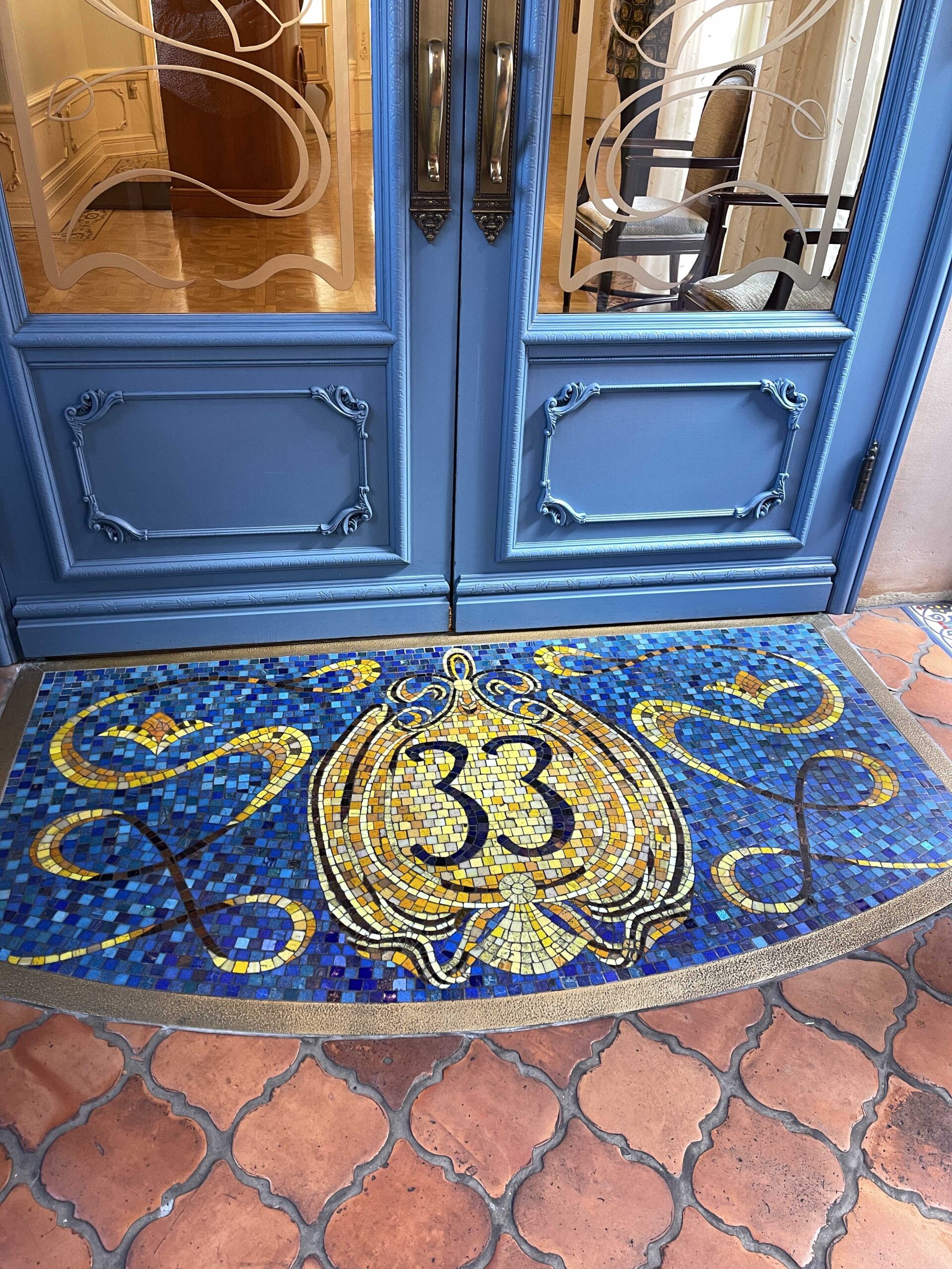 Tiled formal entrance of Club 33.