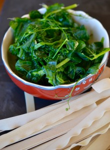 Snow pea shoots, also known as Dau Miu, from Jade Asian Greens