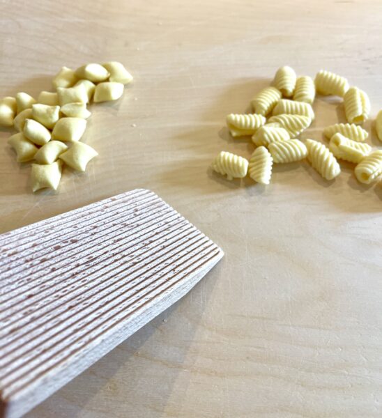 Pasta before and after being shaped.