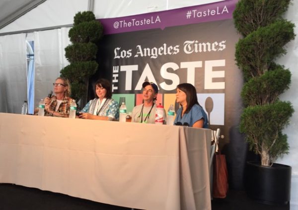 Left to right: Amy Scattergood of the L.A. Times, Nan Kohler of Grist and Toll, farmer Alex Weiser, baker Roxana Jullapat.