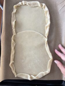 Shaping rustic tart crust.