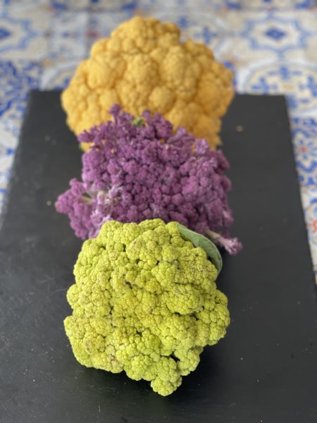 green, purple, and gold cauliflower