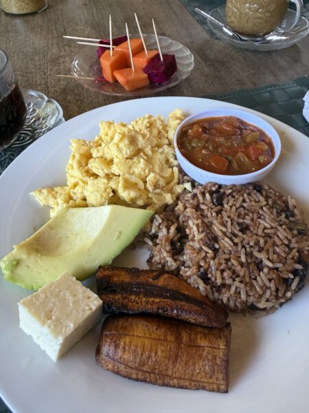 Plate with traditional Nicaraguan breakfast.