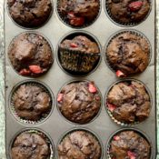 Chocolate Strawberry Sour Cream Muffins