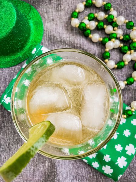overhead view of St. Patrick's Day cocktail