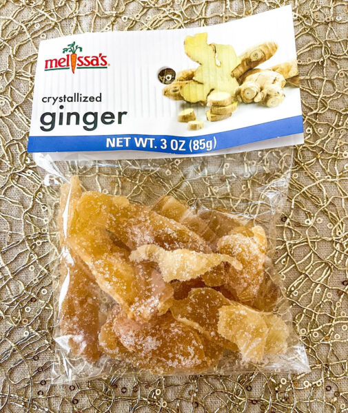 Bag of crystallized ginger.