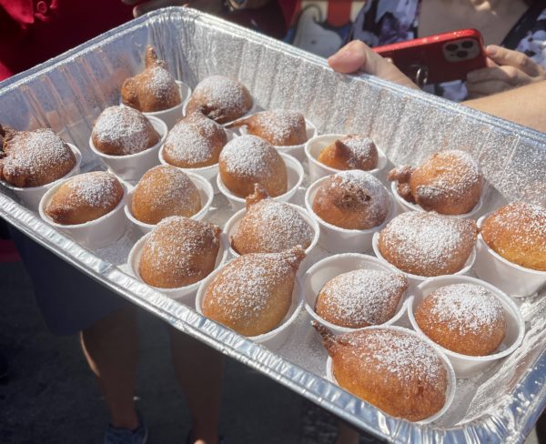 Large tray of fried butter puffs.