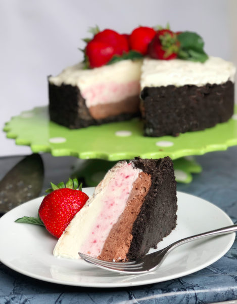 Frozen Neopolitan Strawberry Cheesecake