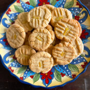 Peanut butter ginger cookies on a plate.